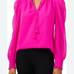 CeCe Fuchsia Textured Blouse